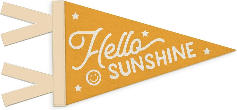 SJDFCSA Kids Room Decor, Hello Sunshine Wall Hanging Pennant Flag Banner, Sunshine Nursery Orange Wall Decorations for Boys Girls Toddler Nursery Room Bedroom Playroom Decor - Image 1